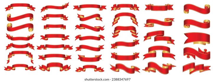 Ribbon banner set. Red ribbons Background. Vector illustration.