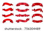 Ribbon banner set. Red ribbons.Vector illustration.