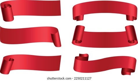 Ribbon banner set. Red ribbons.Vector illustration.