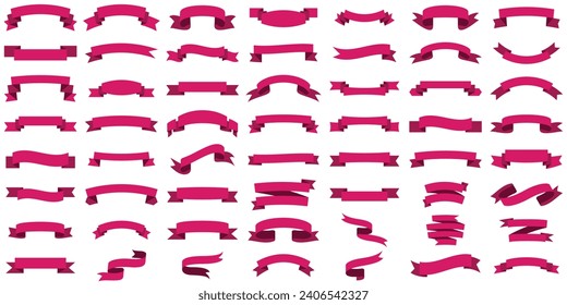 Ribbon banner set. Ribbons collection. pink ribbons.Flat vector ribbons banners isolated background. Set ribbons or banners. vector pink ribbon
