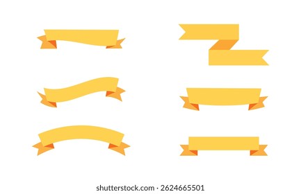 Ribbon banner set. Ribbons collection. Yellow ribbons. Vector ribbon