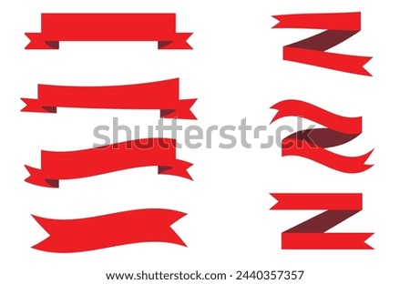 Ribbon banner set. Ribbons collection. Red ribbons. Vector ribbon 
