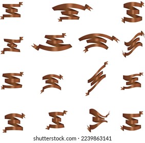Ribbon banner set. Ribbons collection.dark brown ribbons. Vector ribbon