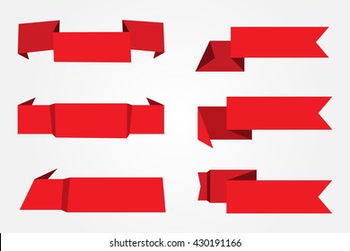 Ribbon banner set.Red ribbons.Vector illustration.