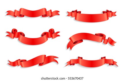 Ribbon banner set.Red Ribbons.Vector illustration.