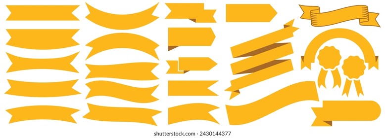 Ribbon banner set. Simple ribbons. Tags and Bows Collection Set Vector Design. Vector illustration