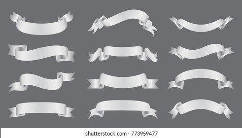 Ribbon Banner Set. Vector White Ribbons.