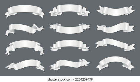 Ribbon banner set. White ribbons.Vector illustration.