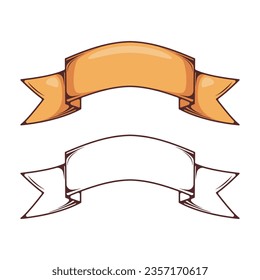 Ribbon banner set. Yellow ribbons.Vector illustration.