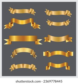 Ribbon banner set.Gold ribbons. vector