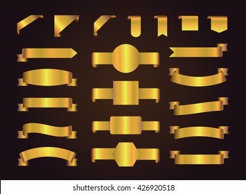 Ribbon banner set.Golden ribbons vector template.