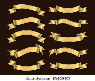 Ribbon banner set.Golden ribbons.Vector illustration.