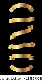 Ribbon banner set.Golden ribbons.Vector illustration.