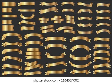 Ribbon banner set.Golden ribbons.Vector illustration eps 10.