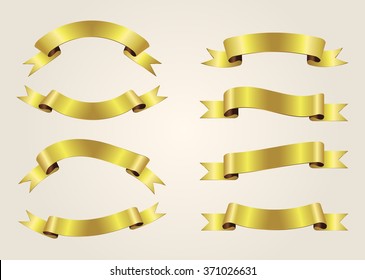 Ribbon banner set.Golden ribbons.Vector illustration.