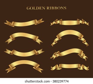 Ribbon banner set.Golden ribbons.Vector illustration.