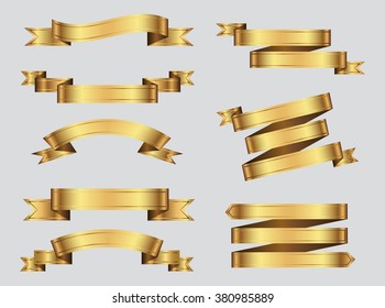 Ribbon banner set.Golden ribbons.Vector illustration.