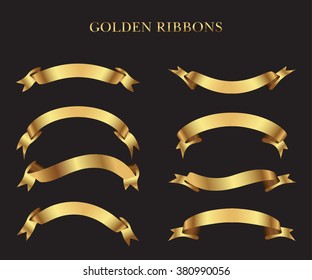 Ribbon banner set.Golden ribbons.Vector illustration.