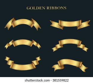 Ribbon banner set.Golden ribbons.Vector illustration.