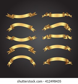 Ribbon banner set.Golden ribbons.Vector illustration.