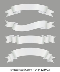 Ribbon banner set.Realistic white ribbons.