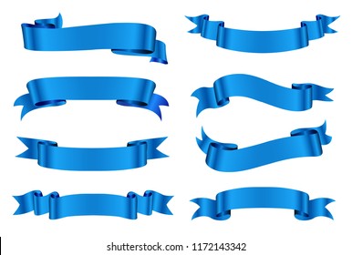 Ribbon banner set.Vector blue ribbons.