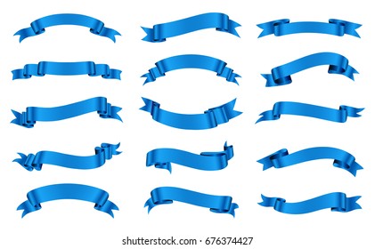 Ribbon banner set.Vector blue ribbons.