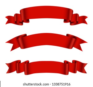 Ribbon banner set.Vector red ribbons.