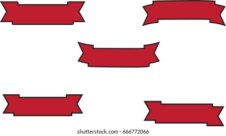 Ribbon banner set.Vector red ribbons.