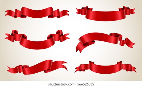 Ribbon banner set.Vector red ribbons.Vector illustration.