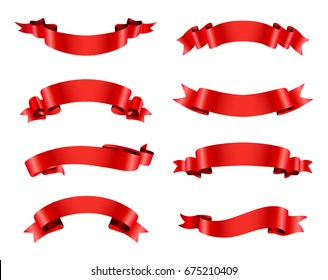 Ribbon banner set.Vector red ribbons.Vector illustration.