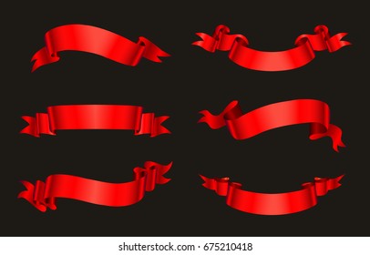 Ribbon banner set.Vector red ribbons.Vector illustration.
