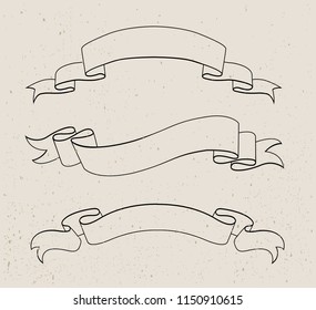 Ribbon banner set.Vector vintage ribbons.