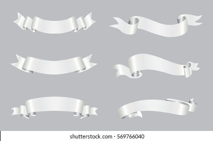 Ribbon banner set.Vector white ribbons.