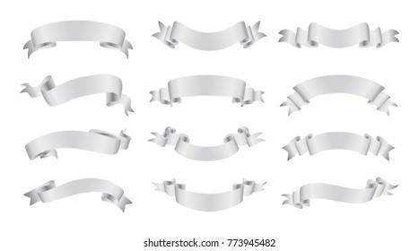 Ribbon Banner Setvector White Ribbons Stock Vector (Royalty Free) 773945482