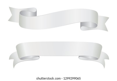 Ribbon banner set.White ribbons.