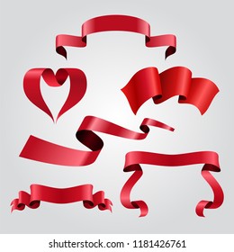 Ribbon banner shapes label, badge borders collection. Vector illustration.