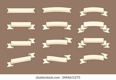 Ribbon Banner Tag Label vector illustration isolated on background. Logo design elements in modern retro vintage style flat design. Blank template