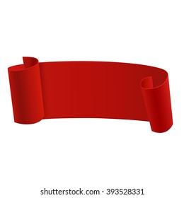 Ribbon banner template. Beautiful realistic red ribbon. Sticker template. Vector illustrration, eps 10