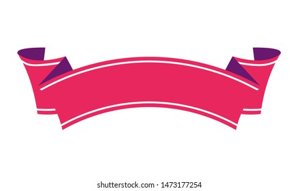 ribbon banner template flat vector illustration / pink