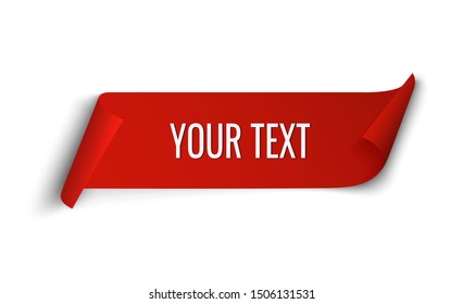 ribbon banner template isolated vector image. Red curved banner design