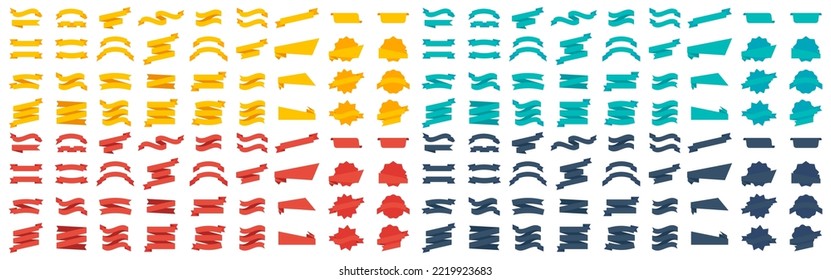Ribbon banner vector icon set. Ribbons collection. Vector ribbon banners. Ribbon banner, badge, tag, label collection. EPS 10