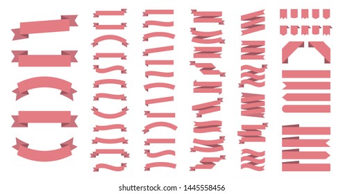 Ribbon or banner vector set. Flat vector ribbons banners isolated background. Ribbon red colored. Set ribbons or banners. Vector illustration