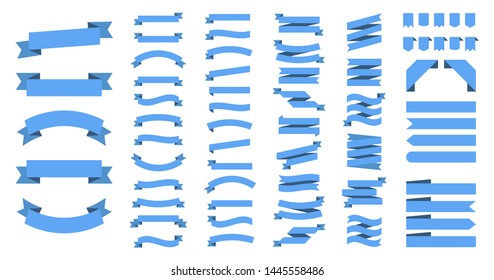 Ribbon or banner vector set. Flat vector ribbons banners isolated background. Ribbon blue colored. Set ribbons or banners. Vector illustration