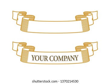 Ribbon banner with the words Your Company and emty. Editable vector.