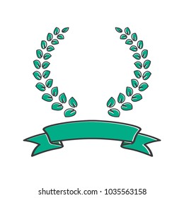 ribbon banner and wreath icon conception 