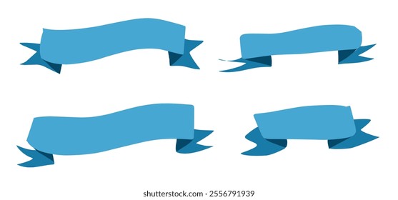 ribbon banners blue color with varying shapes and designs