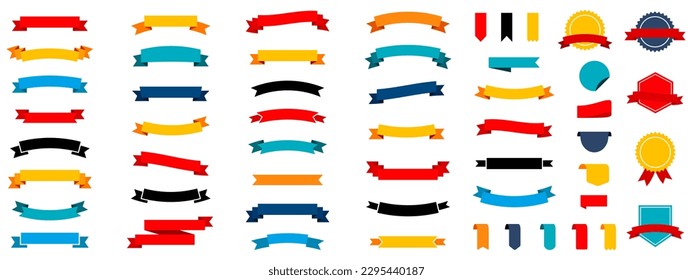 Ribbon banners collection. Colorful simple ribbon banner. Banner icon.