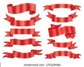 Ribbon banners collection. Vector illustration for advertising luxury style.