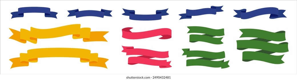 Ribbon Banners in different shape and colors. Set of colourful Ribbons Banners. Vintage ribbon elements. 